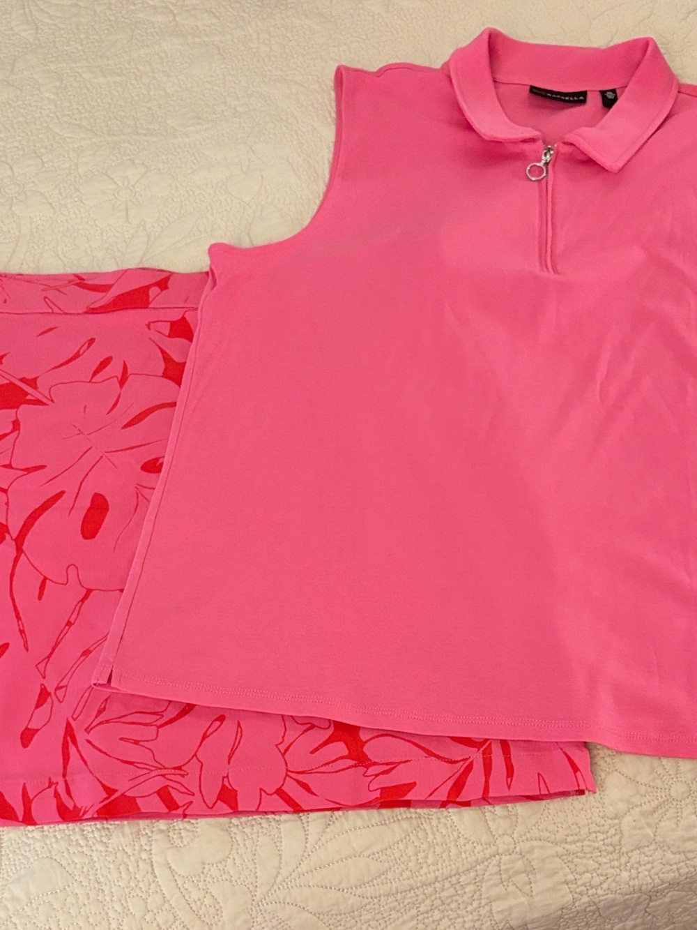 Rafaella Hot Pink Sleeveless Polo and Printed Pink Skort